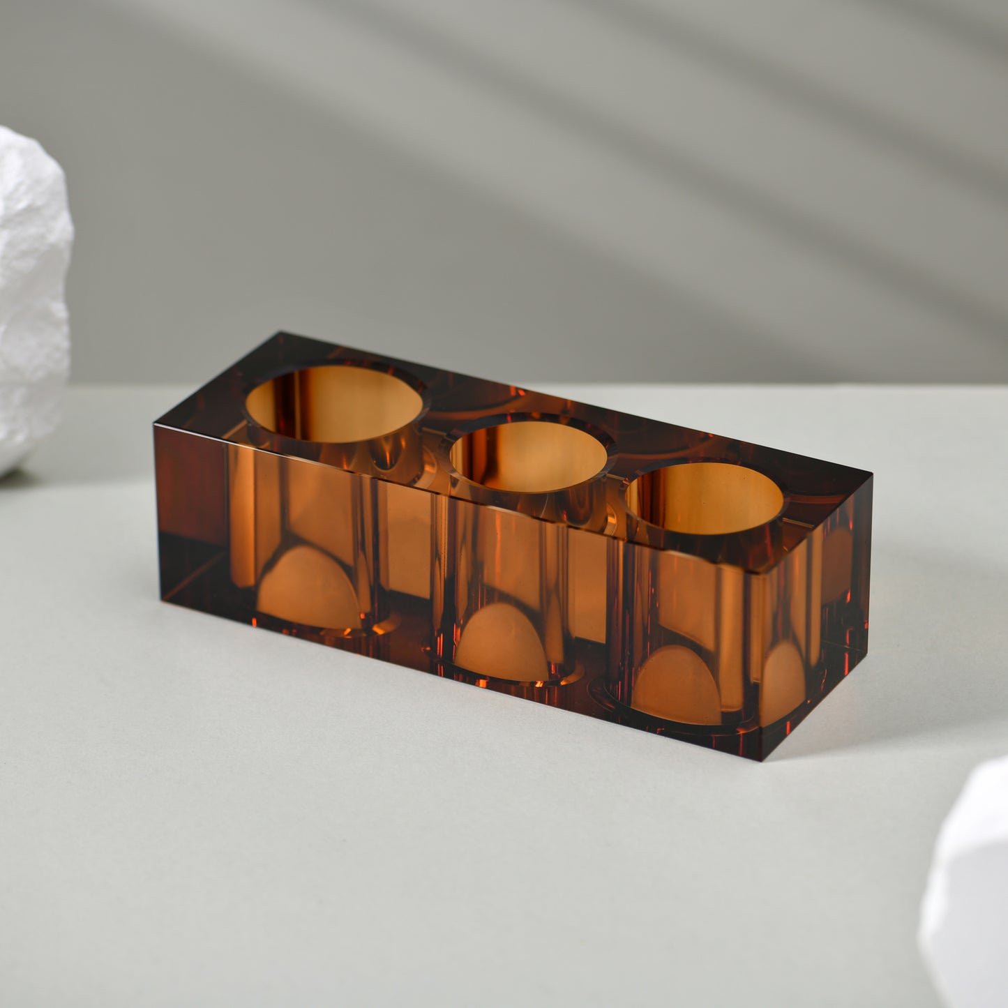 FIBO BROWN 3 HOLE ELECTRIC TOOTHBRUSH HOLDER