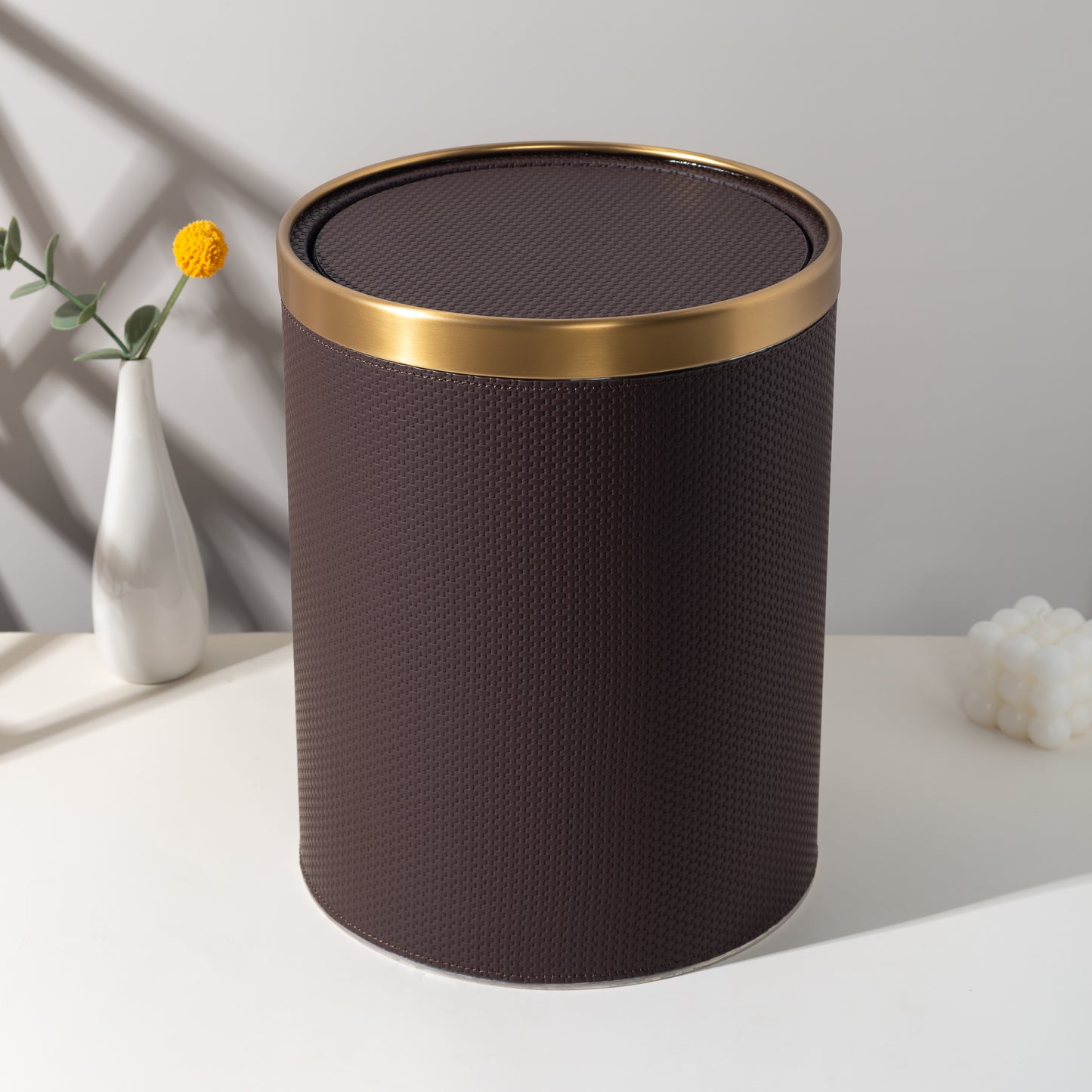 LAMON ROUND MIDNIGHT MOCHA TRASH CAN