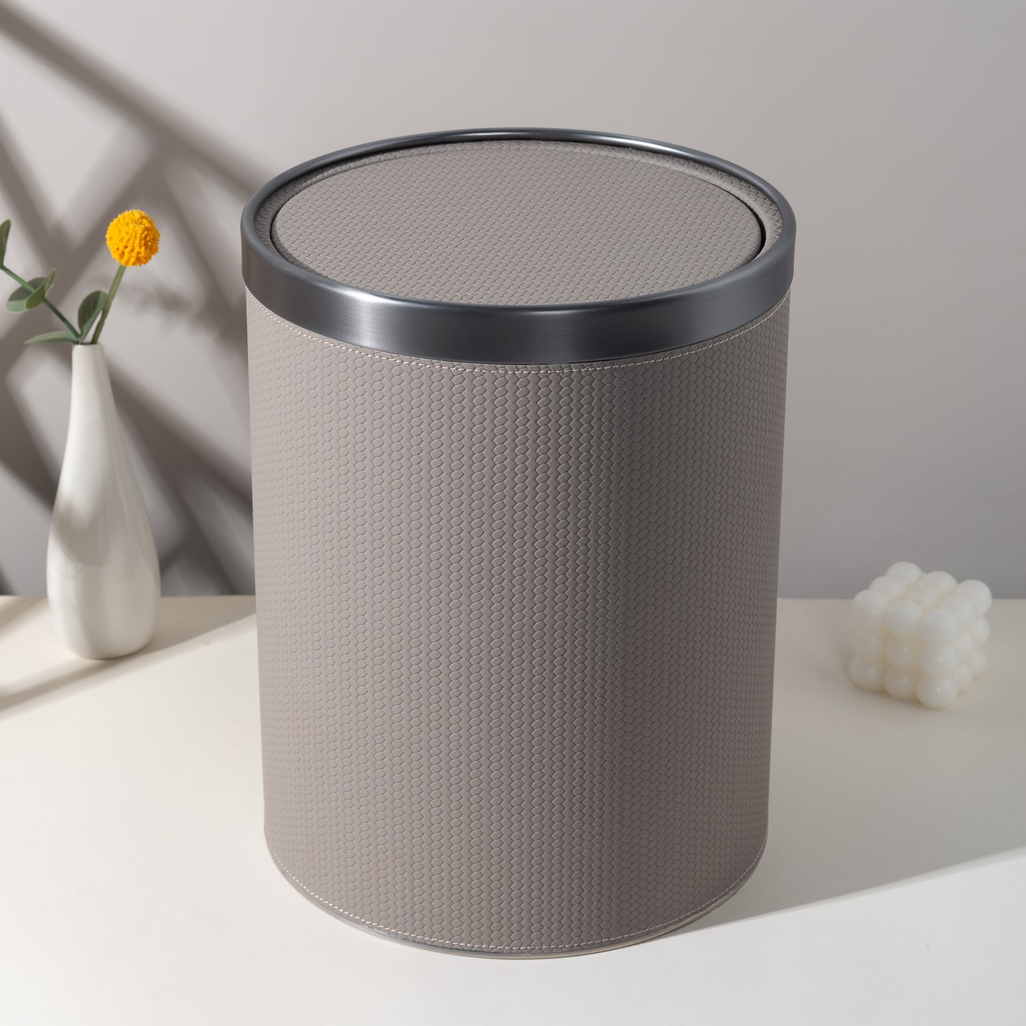 LAMON ROUND SILVER HAZE TRASH CAN