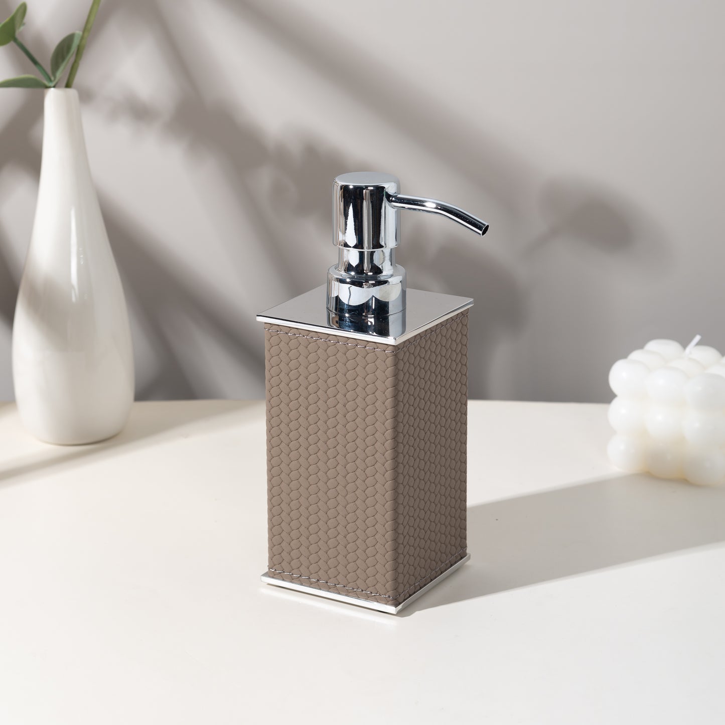 LAMON SQUARE GREIGE SOAP DISPENSER