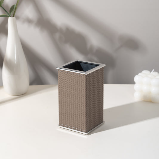 LAMON SQUARE GREIGE BRUSH HOLDER